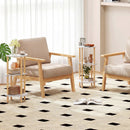 Set of 2 Round Side Table Compact with 3-Tier Shelves and Bamboo Construction-White by LJGDeals