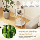 Set of 2 Round Side Table Compact with 3-Tier Shelves and Bamboo Construction-White by LJGDeals