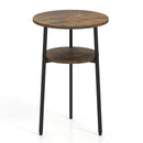 Round Side Table Set with Storage Shelf - Rustic Brown