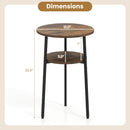 Round Side Table Set with Storage Shelf - Rustic Brown