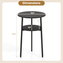 Round Side Table Set with Storage Shelf - Rustic Brown