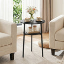 Round Side Table Set with Storage Shelf - Rustic Brown