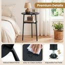 Round Side Table Set with Storage Shelf - Rustic Brown