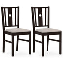 Rubber Wood Dining Chairs with Padded Fabric Seat, Set of 2 by DirectDeals