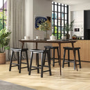 Set of 2 24 Inch Counter Height Stools with Solid Wood Legs by LJGDeals