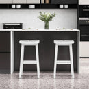 2 Pieces 26/31.5 Inch Upholstered Saddle Barstools with Padded Cushions by DirectDeals