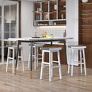 2 Pieces 26/31.5 Inch Upholstered Saddle Barstools with Padded Cushions by LJGDeals