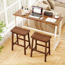 Set of 2 Saddle-Seat Counter Height Stools with Curved Seat and Footrests-Walnut by LJGDeals