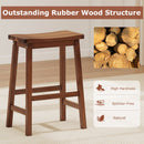 Set of 2 Saddle-Seat Counter Height Stools with Curved Seat and Footrests-Walnut