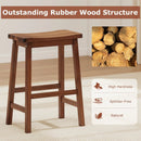 Set of 2 Saddle-Seat Counter Height Stools with Curved Seat and Footrests-Walnut by LJGDeals