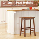 Set of 2 Saddle-Seat Counter Height Stools with Curved Seat and Footrests-Walnut by LJGDeals