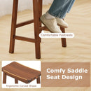 Set of 2 Saddle-Seat Counter Height Stools with Curved Seat and Footrests-Walnut by LJGDeals