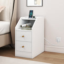 Set of 2 Side End Tables with Charging Station Sofa Couch Tables with Shelf Drawers