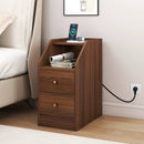 Set of 2 Side End Tables with Charging Station Sofa Couch Tables with Shelf Drawers by LJGDeals