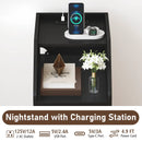 Set of 2 Side End Tables with Charging Station Sofa Couch Tables with Shelf Drawers by LJGDeals