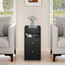 Set of 2 Side End Tables with Charging Station Sofa Couch Tables with Shelf Drawers by LJGDeals