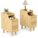 Set of 2 Solid Wood Night Side Table with Pull-out Tray and 2 Storage Drawers by DirectDeals