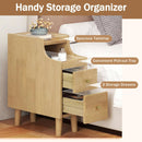 Set of 2 Solid Wood Night Side Table with Pull-out Tray and 2 Storage Drawers by DirectDeals