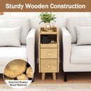 Set of 2 Solid Wood Night Side Table with Pull-out Tray and 2 Storage Drawers by LJGDeals