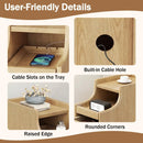 Set of 2 Solid Wood Night Side Table with Pull-out Tray and 2 Storage Drawers by LJGDeals