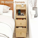 Set of 2 Solid Wood Night Side Table with Pull-out Tray and 2 Storage Drawers by LJGDeals