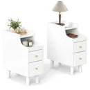 Set of 2 Solid Wood Night Side Table with Pull-out Tray and 2 Storage Drawers by LJGDeals