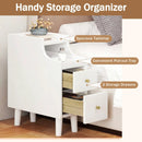 Set of 2 Solid Wood Night Side Table with Pull-out Tray and 2 Storage Drawers by DirectDeals