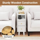 Set of 2 Solid Wood Night Side Table with Pull-out Tray and 2 Storage Drawers by LJGDeals