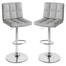Set of 2 Square Swivel Adjustable PU Leather Bar Stools with Back and Footrest-Black by DirectDeals