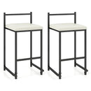 Set of 2 Stackable Counter Height Bar Stools PU Leather Upholstered with Footrest-Black by LJGDeals