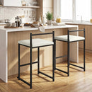 Set of 2 Stackable Counter Height Bar Stools PU Leather Upholstered with Footrest-Black by LJGDeals