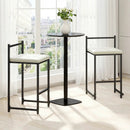 Set of 2 Stackable Counter Height Bar Stools PU Leather Upholstered with Footrest-Black by LJGDeals
