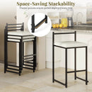 Set of 2 Stackable Counter Height Bar Stools PU Leather Upholstered with Footrest-Black by LJGDeals