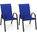 Set of 2 Stackable Patio Dining Chairs Set with Armrest by LJGDeals