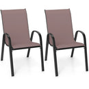 Set of 2 Stackable Patio Dining Chairs Set with Armrest by LJGDeals