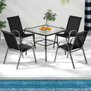 Set of 2 Stackable Patio Dining Chairs Set with Armrest by LJGDeals