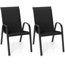 Set of 2 Stackable Patio Dining Chairs Set with Armrest by LJGDeals