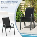Set of 2 Stackable Patio Dining Chairs Set with Armrest by LJGDeals
