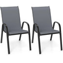 Set of 2 Stackable Patio Dining Chairs Set with Armrest by DirectDeals