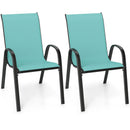 Set of 2 Stackable Patio Dining Chairs Set with Armrest by DirectDeals