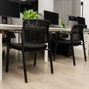 Set of 2 Stackable Reception Room Chairs with Padded Seat-Black by LJGDeals