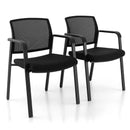 Set of 2 Stackable Reception Room Chairs with Padded Seat-Black by LJGDeals