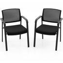 Set of 2 Stackable Reception Room Chairs with Padded Seat-Black by LJGDeals