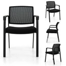Set of 2 Stackable Reception Room Chairs with Padded Seat-Black by LJGDeals