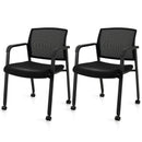 Set of 2 Stackable Rolling Office Chairs with Mesh Backrest by LJGDeals