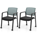 Set of 2 Stackable Rolling Office Chairs with Mesh Backrest by LJGDeals