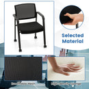 Set of 2 Stackable Rolling Office Chairs with Mesh Backrest-Black