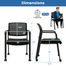 Set of 2 Stackable Rolling Office Chairs with Mesh Backrest by LJGDeals