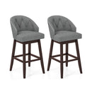Set of 2 Swivel Bar Stools with Rubber Wood Legs and Padded Back-Beige by DirectDeals
