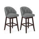 Set of 2 Swivel Bar Stools with Rubber Wood Legs and Padded Back by LJGDeals